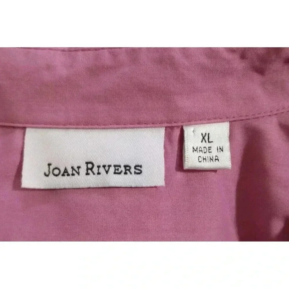 Joan Rivers Blouse Eyelet Hem Button Front Mauve Long Sleeve Size XL - Picture 3 of 4